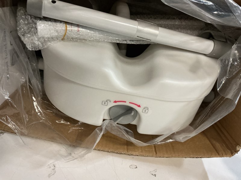 Condition photo showing As Is for raised toilet seat with handles for elderly - toilet seat risers for seniors with adjustable padded arms - elevated toilet safety seat for standard or elongated commode