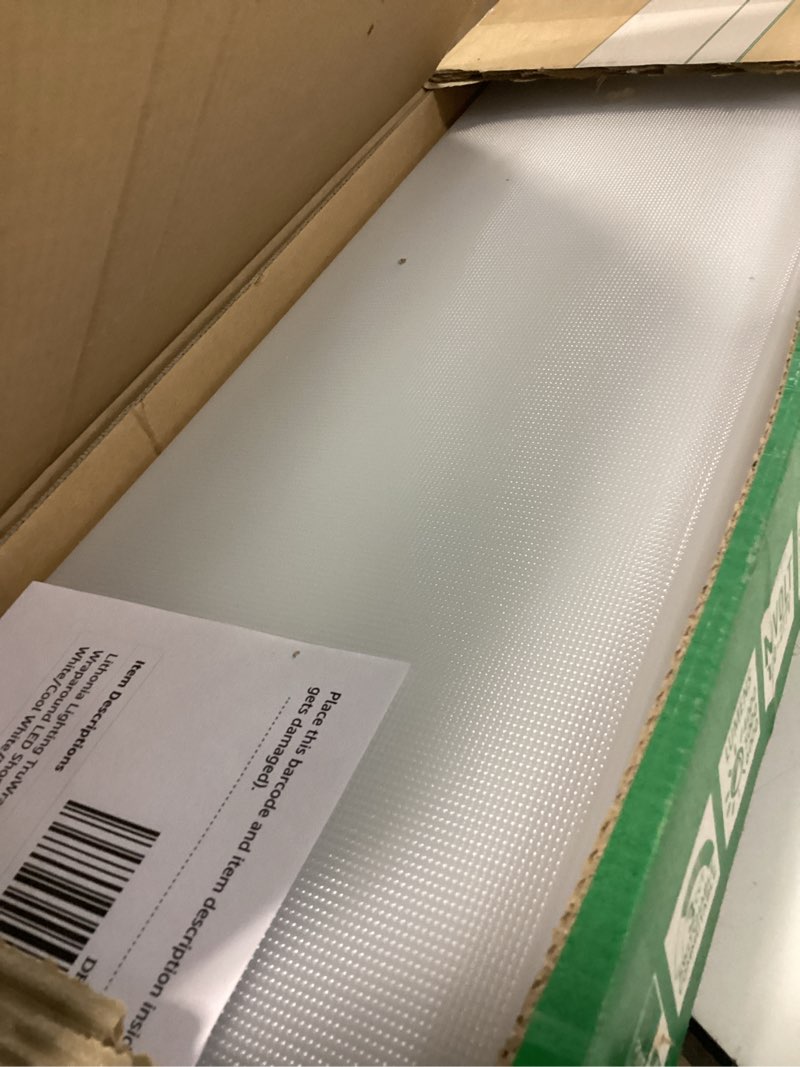 Condition photo showing Good Condition for lithonia lighting truwrap 4 foot led ceiling light fixture, low-profile wraparound led shop light, adjustable lumens, selectable warm white/cool white/daylight color, flat diffuser, medium width medium flat
