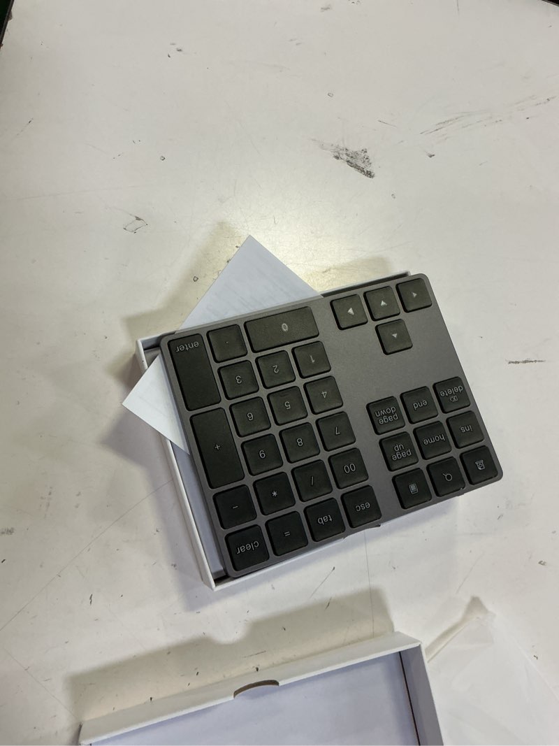 Condition photo showing Good Condition for bluetooth number pad, wireless numeric keypad, usb-c rechargeable external 34-keys numpad, financial data entry keyboard for imac, macbook air/pro, pc desktop, laptop notebook a-black