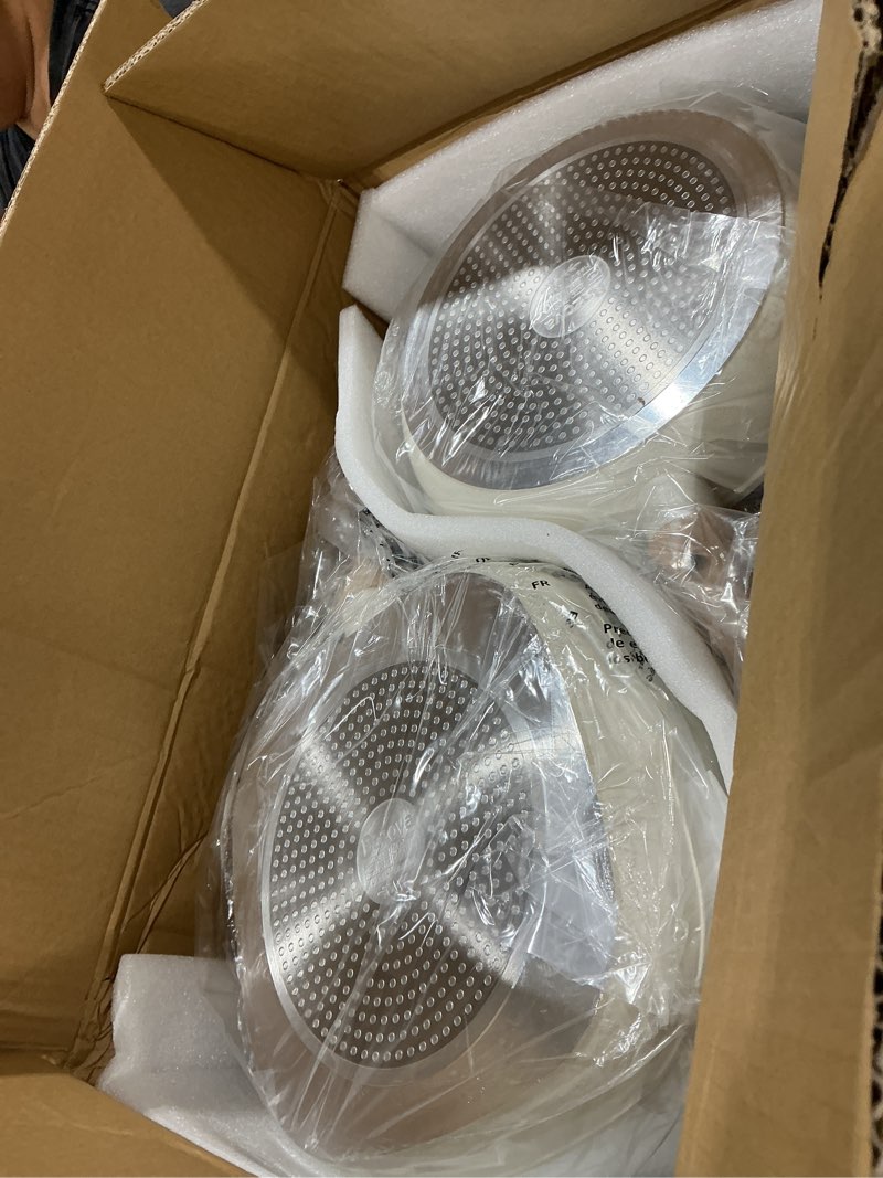 Condition photo showing New/Like New for 25pcs pots and pans set non stick, ceramic cookware with titanium-reinforced nonstick coating, pfas-free & induction ready, long-lasting performance, full kitchen set with 3 casseroles
