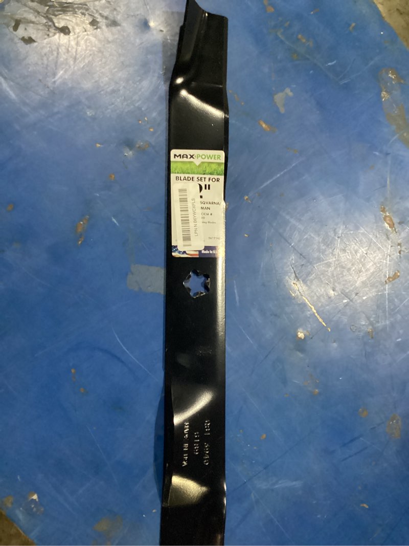 Condition photo showing New/Like New for maxpower 561714b 2 blade mulching for 42\" cut craftsman, husqvarna, poulan mowers replaces oem #'s 134149, 594892701 and 532134149