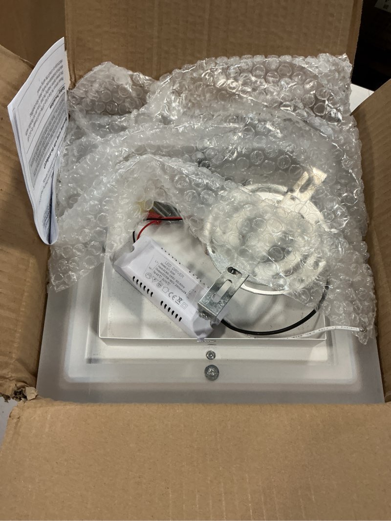 Condition photo showing As Is for Modern LED Ceiling Light Fixtures, Small Flush Mount Light Fixture, Hallway Light Fixtures 32W 6000K, Square Kitchen Ceiling Light for Living Room Bedroom Bathroom Kitchen White