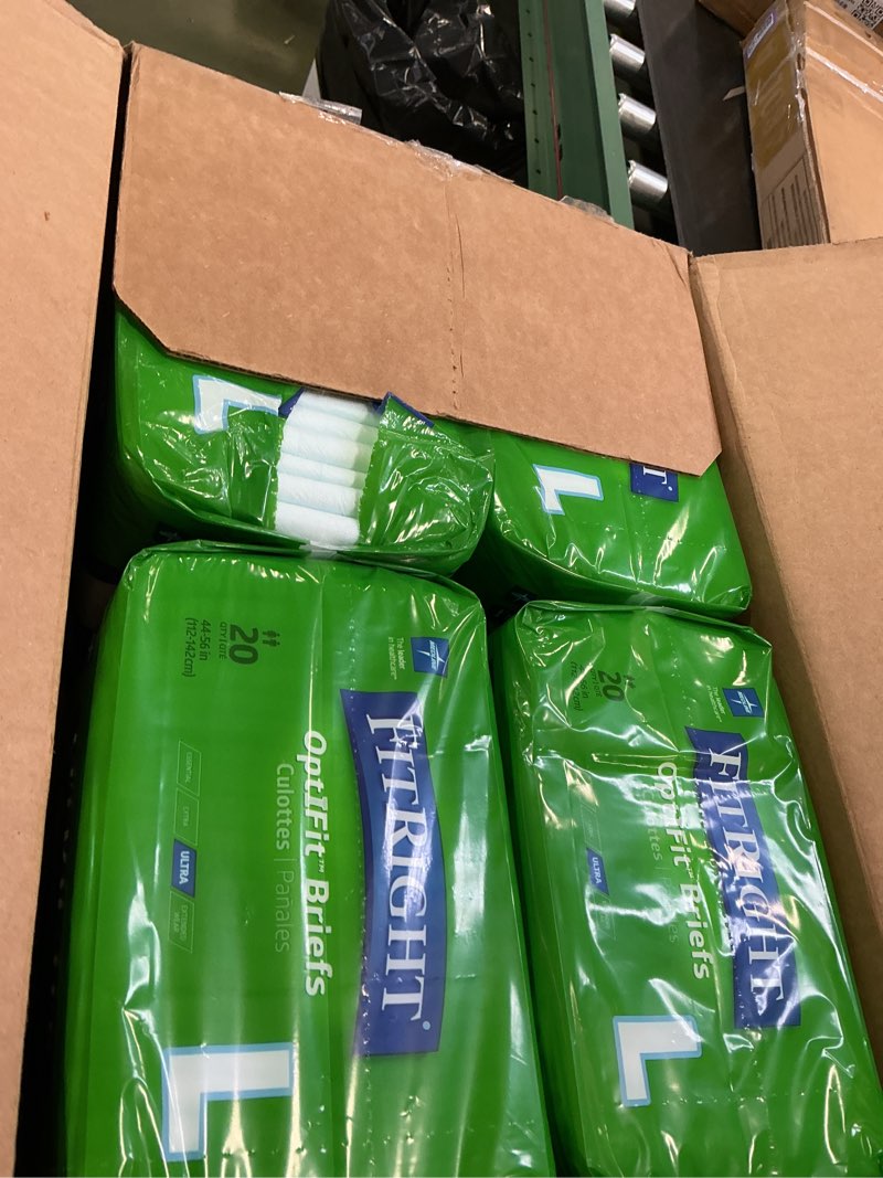 Condition photo showing New/Like New for FitRight Adult Diapers, Ultra Heavy Absorbency, L (Waist Size 44in-56in), 80 Count, OptiFit Incontinence Briefs for Men and Women, Disposable, Moisture-Wicking, Leak Protection, 80 Count Large