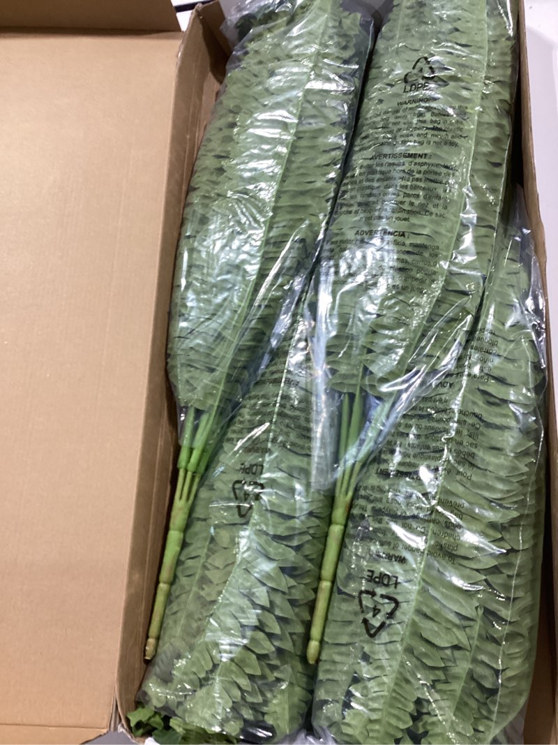 Condition photo showing Good Condition for 35" fake ferns, 4 large artificial bonston ferns bushes plants with 39 fronds for outdoors garden patio porch entrance low maintain home decor