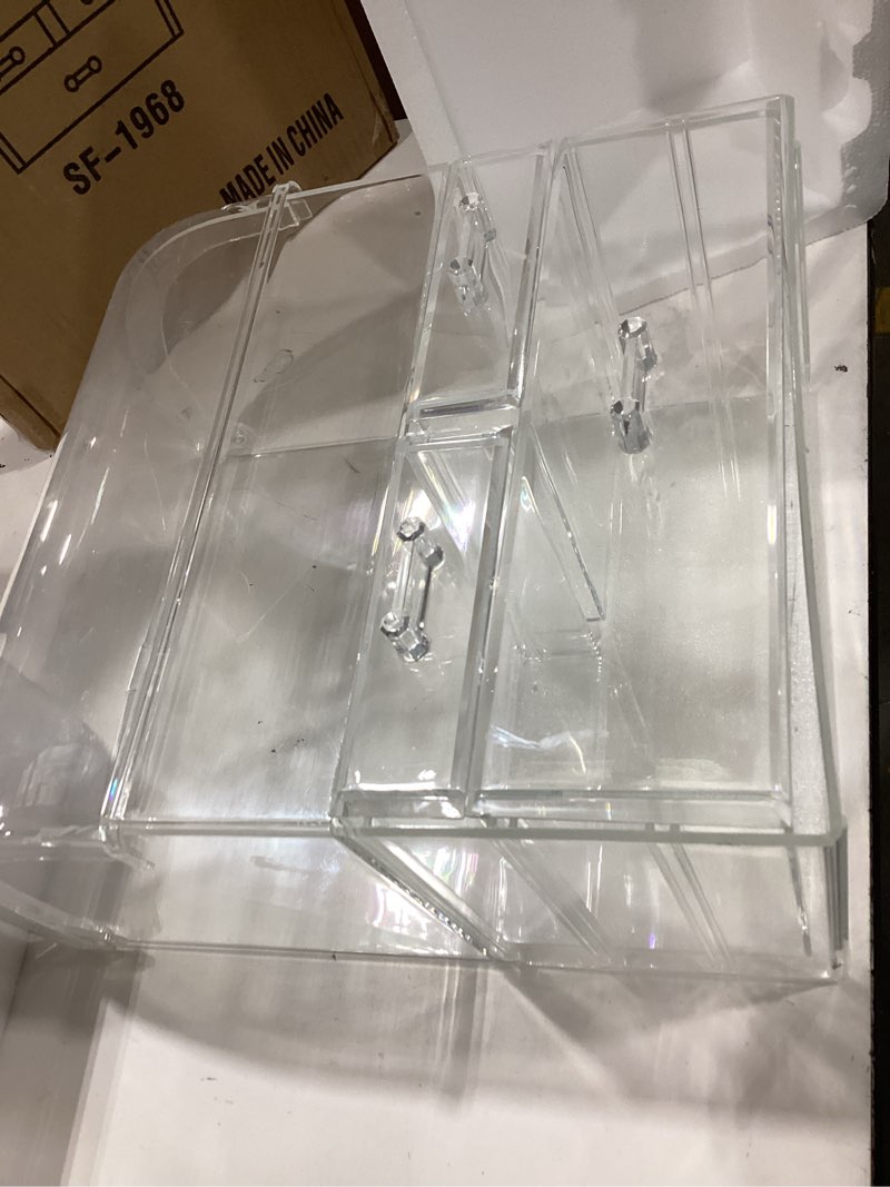 Condition photo showing As Is for moochi professional large cosmetic makeup organizer dust water proof cosmetics storage display case with drawers
