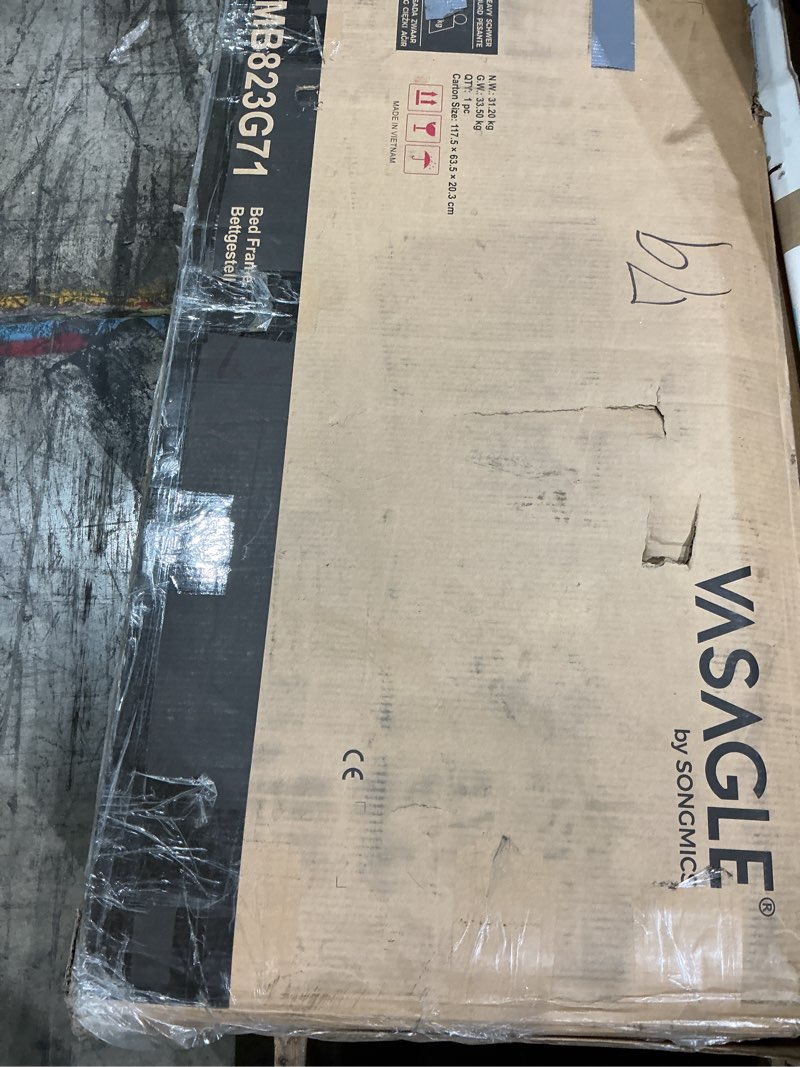 Condition photo showing New/Like New for vasagle full metal bed frame 14 inches tall, 1100 lb weight capacity, no box spring needed, with under-bed storage, easy setup, heavy-duty platform bed, mattress retainers, matte black urmb652bd02s 14 inch full