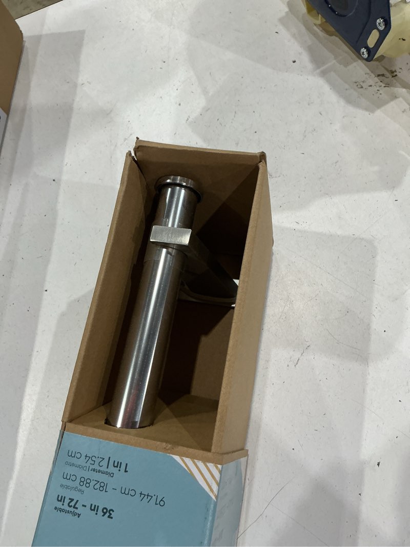 Condition photo showing Good Condition for origin 21 36-in to 72-in brushed nickel iron single curtain rod with finials