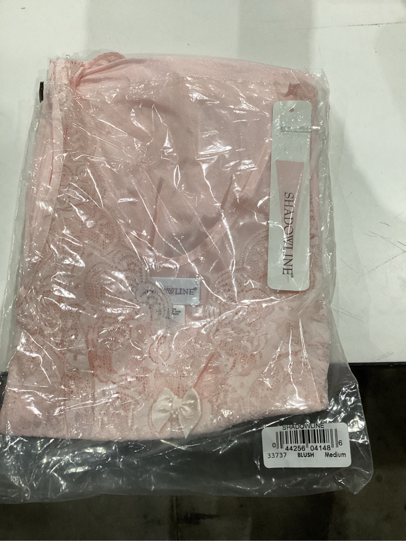 Condition photo showing As Is for Shadowline Women's Babydoll Short Nightgown Silhouette Nylon Lace Sleepwear Blush Medium