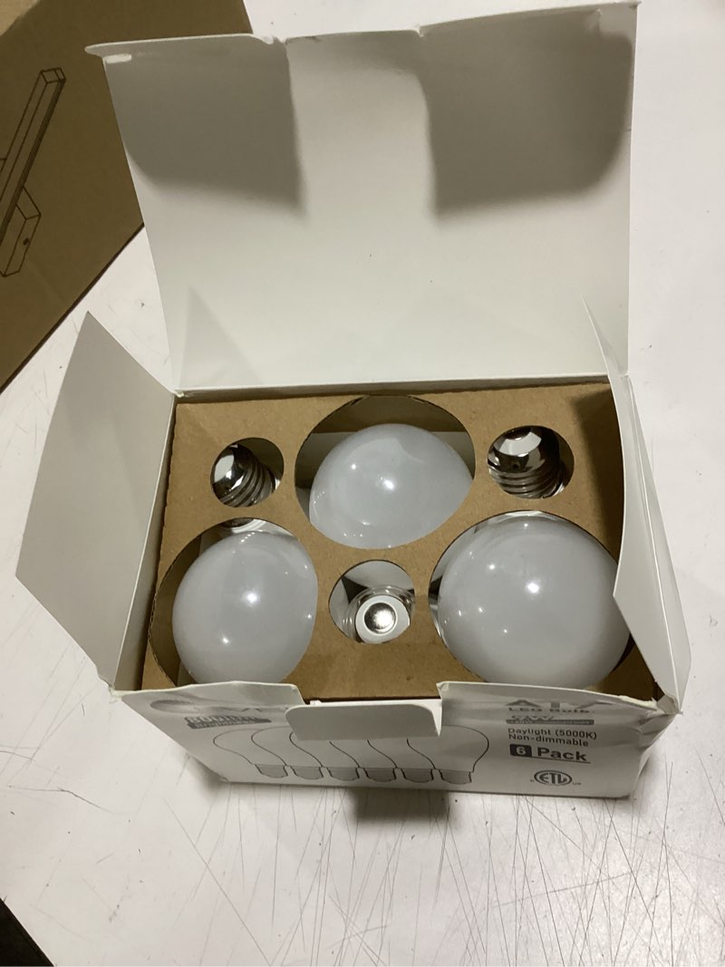 Condition photo showing Good Condition for 6-pack a19 led light bulbs,60 watt equivalent daylight 5000k with e26 base,efficient 9w,800 lumens non-dimmable led bulbs,15000 hours, ideal for bedroom living room daylight 5000k 60w-6 pcs