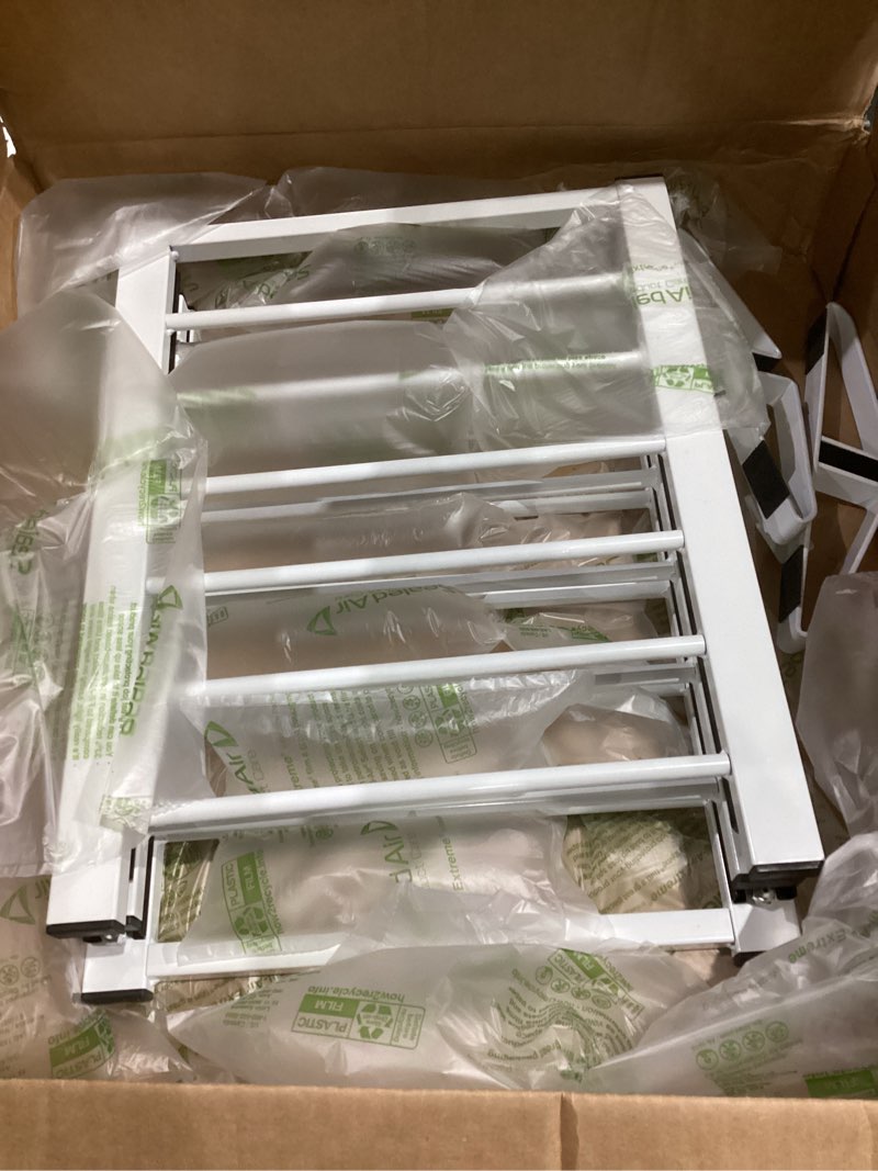Condition photo showing Good Condition for white metal dog gate for small dogs - 13.3" short freestanding puppy gate with retractable sliding rail, no installation, indoor/outdoor use, foldable & portable pet barrier h:13.3" / w:16.5"-46"