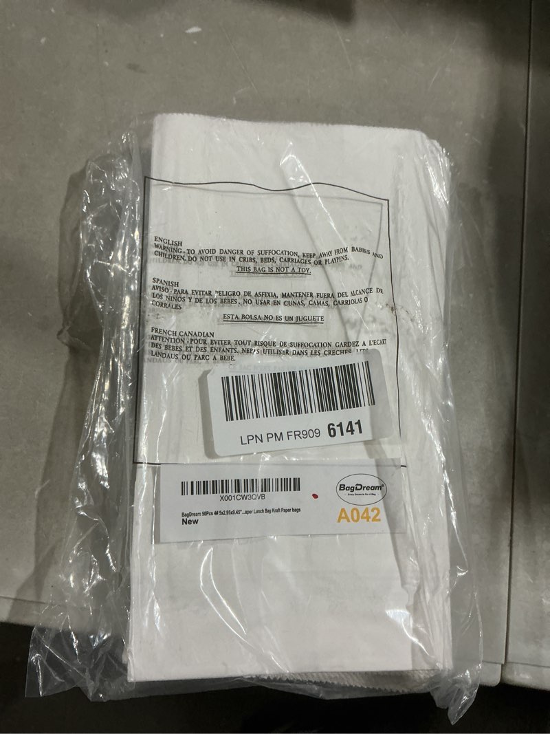 Condition photo showing Good Condition for bagdream 4lb small paper lunch bags 50pcs 5x2.95x9.45 in white paper snack bags bulk for craft, snack, small lunch, cookies, popcorn