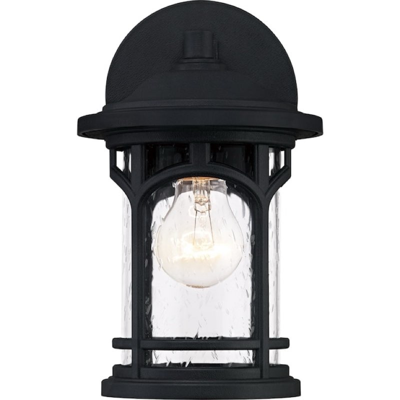 quoizel kessel 1 -light 10-in h matte black hardwired outdoor wall light