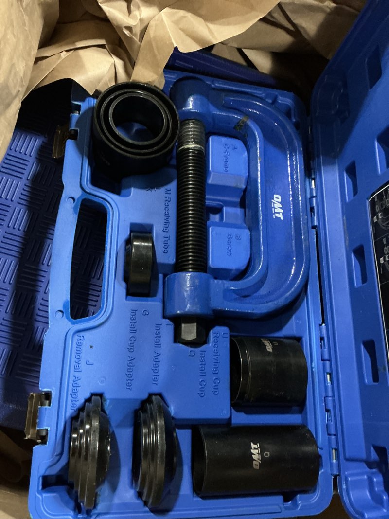 Condition photo showing Good Condition for orion motor tech 34pc ball joint & wheel bearing press kit, front wheel drive bearing puller tool set with sliding screws sleeves, 4-in-1 ball joint press & u joint removal tool set for 2wd 4wd car
