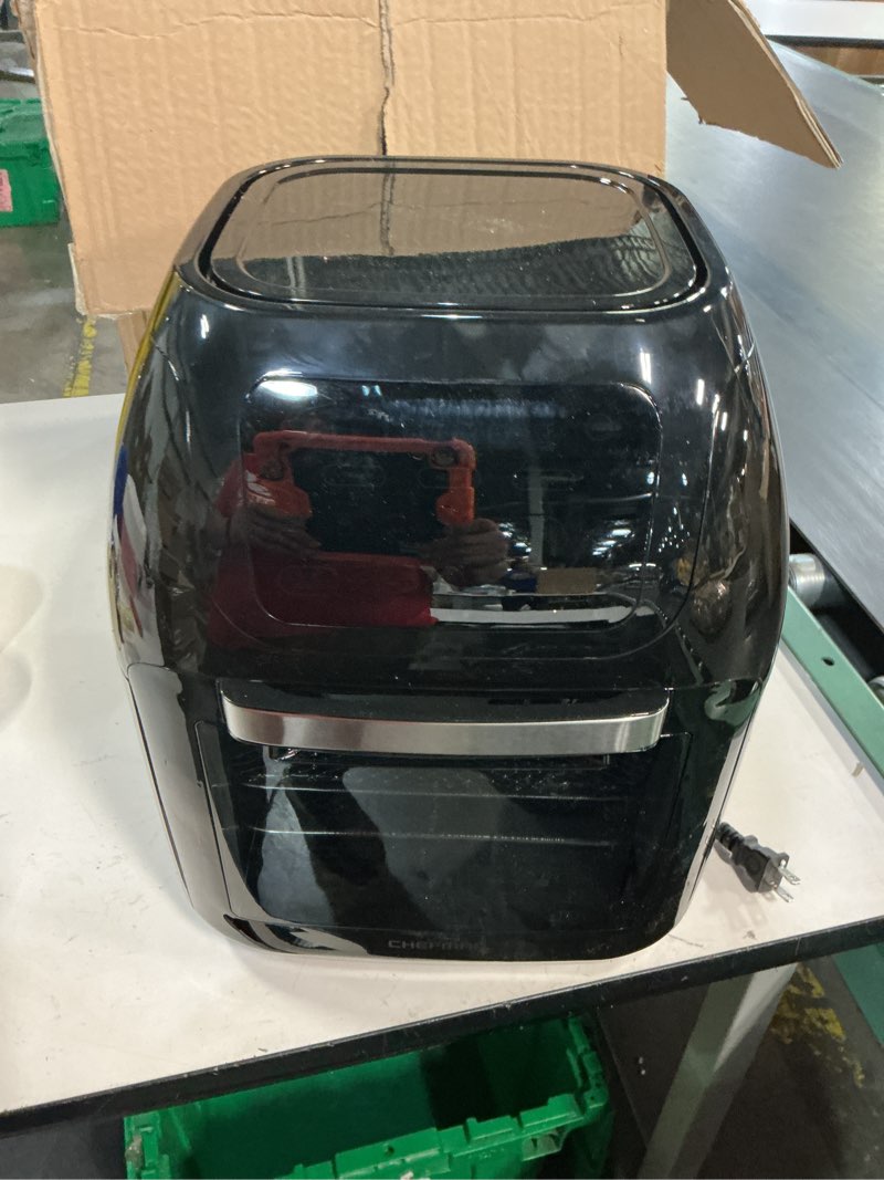 Condition photo showing Good Condition for chefman multifunctional digital air fryer+ rotisserie, dehydrator, convection oven, 17 touch screen presets fry, roast, dehydrate, bake, xl 10l family size, auto shutoff, large easy-view window, black
