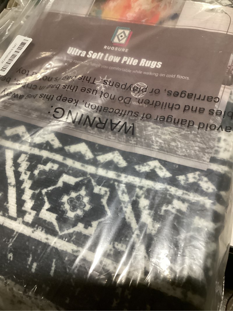 RUGSURE Washable Area Rugs 6' x 9' - 1/6 Thick - Moroccan-Inspired -Stain & Water Resistant Non-Slip