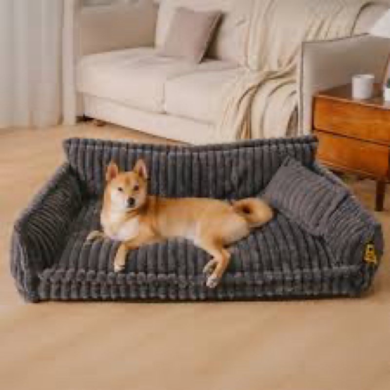 FUNNY FUZZY Orthopedic Dog Bed – Washable Dog Bed with Double Layer Plush Cushion Sofa Style Design 
