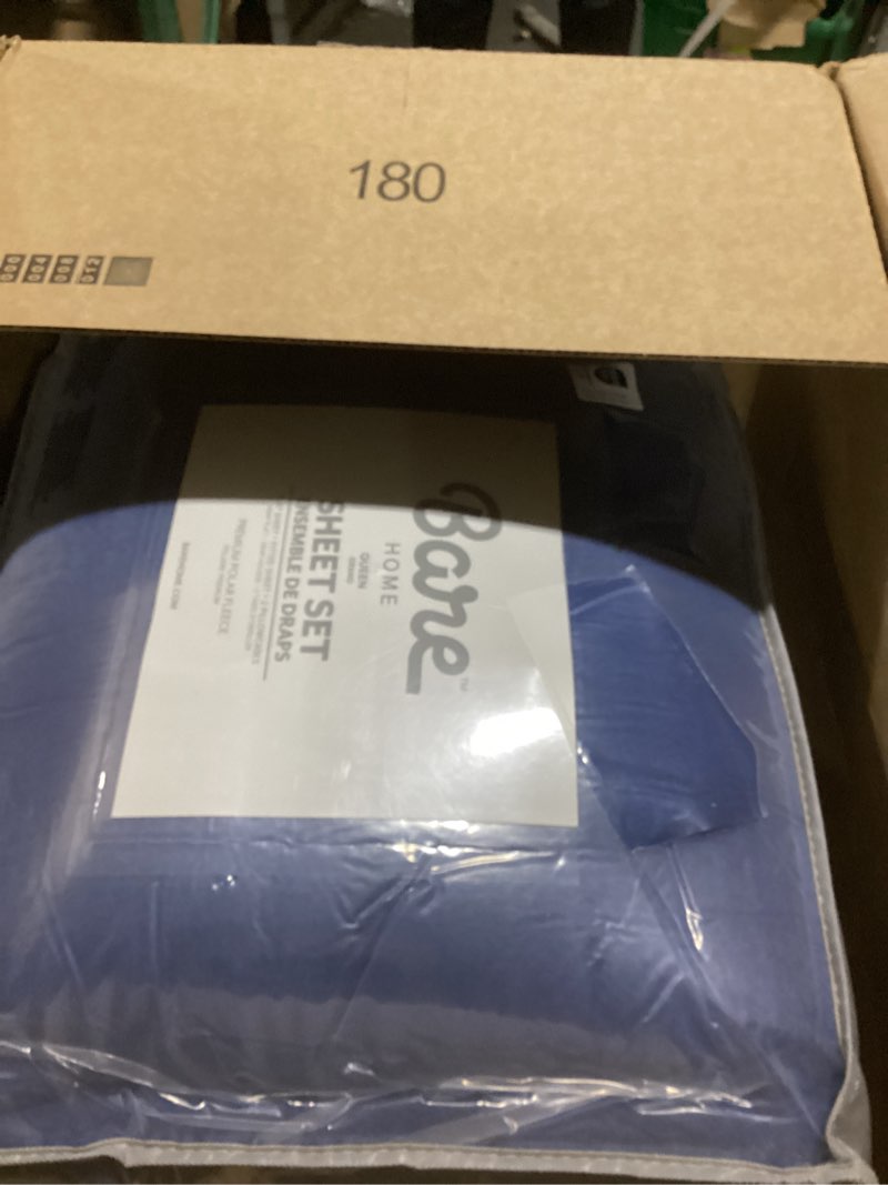 Condition photo showing As Is for bare home super soft fleece sheet set - queen size - extra plush polar fleece, no-pilling bed sheets - all season cozy warmth (queen, dark blue) queen 05 - dark blue