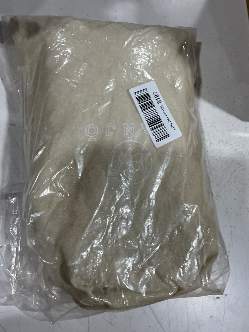 Condition photo showing As Is for kanjo premium unscented acupressure pillow - 100% undyed cotton linen - coconut husk fill - relieves back pain and neck pain