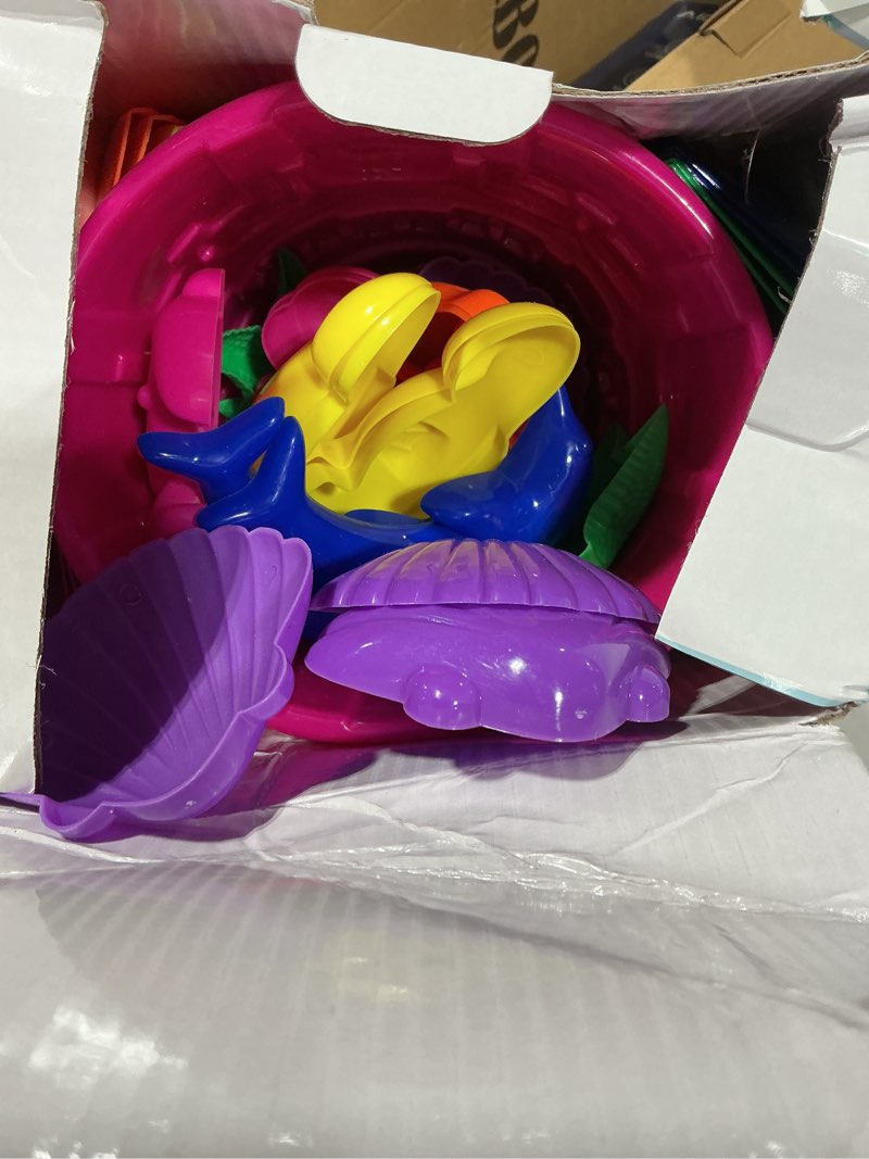 Condition photo showing Good Condition for 4e's novelty 12 sets beach toys - includes 12 sand buckets, 12 shovels, 24 sand molds for kids - small 5.75" beach buckets bulk, summer party favors, easter basket stuffers, student gifts
