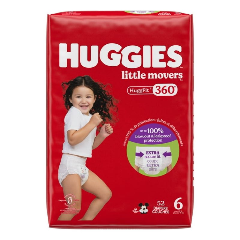 * damaged package does not affect diapers * HUGGIES little movers size 6 52diapers