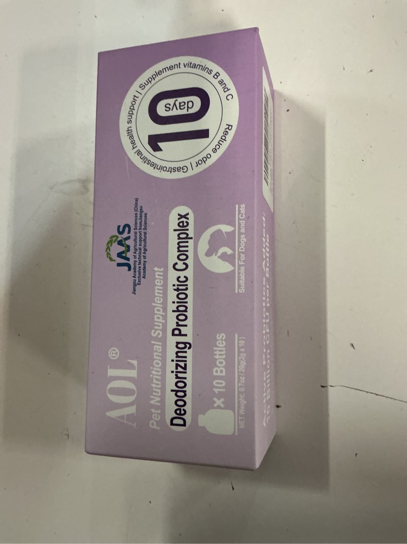Condition photo showing New/Like New for ((Exp/06/19/2027))Probiotics for Dogs and Cats with Smelly, Vitamin C, Vitamin B, Improve pet Bad Breath and Body Odor, Supports The intestinal System, Yeast Balance, Boost Immunity(10 Bottles),?Quick-Acting? light purple