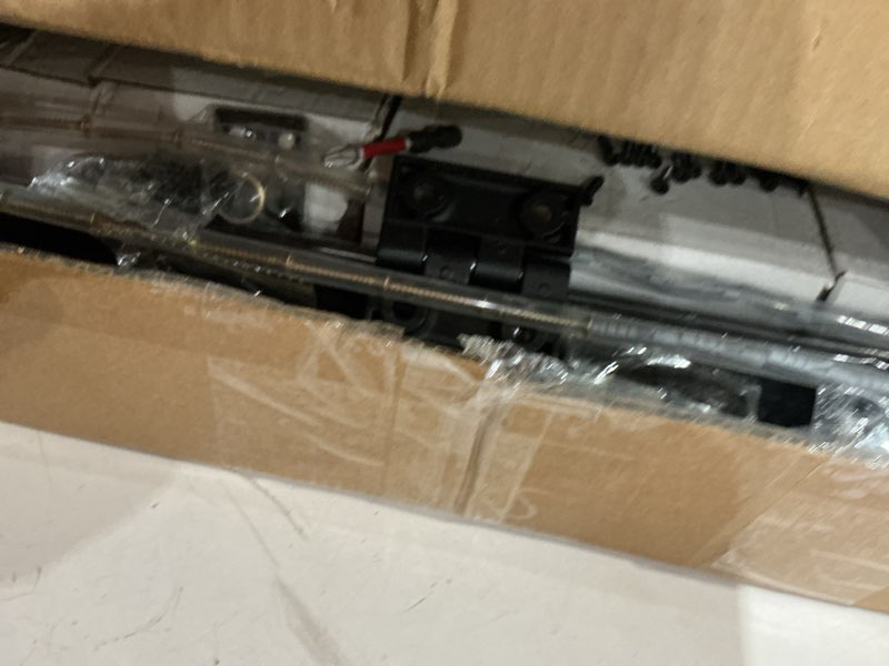 Condition photo showing As Is for 88" bifold sliding barn door hardware track kit,side mounted black j shape roller,smoothly and quietly,assembly easy,fit four 21" bi-folding doors (door not included) 88'' for 4 doors (hardware only) black-j shape