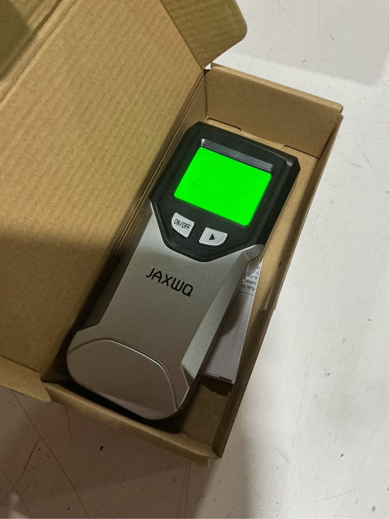 Condition photo showing As Is for stud finder wall scanner - 5 in 1 stud finder tool w/smart chip and hd lcd display, stud detector beam finders for the center and edge of wood ac wire metal studs joist pipe (?silver plate)