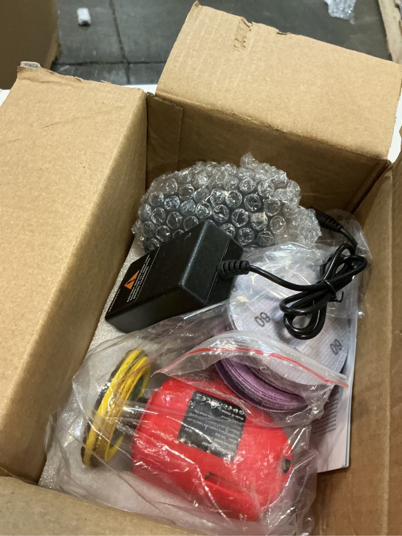 Condition photo showing Good Condition for 16.8V Cordless Electric Sander with 36PCS Sandpapers, 3500 RPM, 3.0Ah Battery, Lightweight & Compact Design for Wood, Metal, Paint Removal, and DIY Projects 1 x 3.0Ah Battery Red/Black
