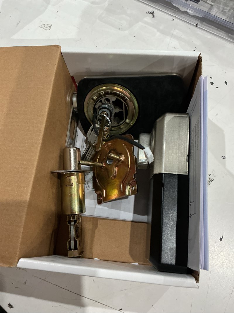 Condition photo showing As Is for kwikset smartcode satin nickel zinc electronic deadbolt