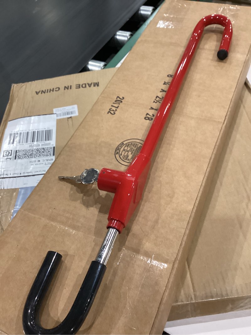 Condition photo showing As Is for similar )))winner international the club cl303 pedal to steering wheel lock, red, 5.25 inch