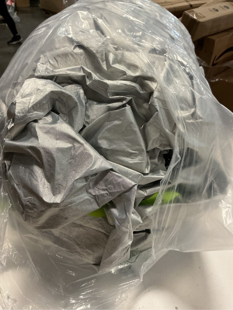 Condition photo showing As Is for Full Car Cover Universal 6 Layers Outdoor Thicked All Weather Cover, Sunshield, Waterproof, Snow Proof, UV Proof, Scratch Proof, Bird Droppings, 6 Reflective Strips, Fits SUVs up 181"-190" Silver Car Cover C11 - Fits SUVs 181"-190" in Length