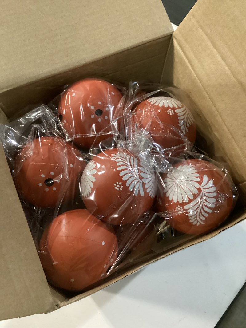 Condition photo showing Good Condition for 18 Pcs Mexican Tree Ornaments 2.36 Inch Plastic Cielito Lindo Floral Party Decor Mexican Tree Balls Ornaments Platos De Barro Mexicanos Terracotta Talavera Balls for Mexico