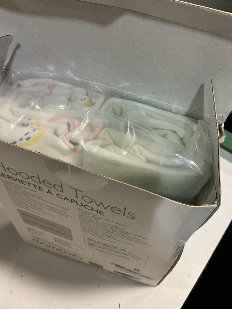 Condition photo showing New/Like New for momcozy baby towel with hooded - ultra soft & absorbent large bath towel set for comfort & gentle on baby's skin - shower gift & bath essential & baby registry search for newborn,infant,toddler,kids wondrous green orchard toddler bath towel ( 35 x 35 inch )