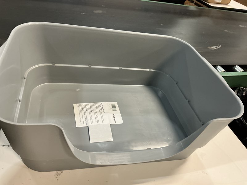 Condition photo showing As Is for Cuddpaw Extra Large Cat Litter Box for Big Cats - High Sides & Low Enter Design, 23.43x16.73x8.46 Inches Spacious Anti-Spill Pet Toilet?Grey?