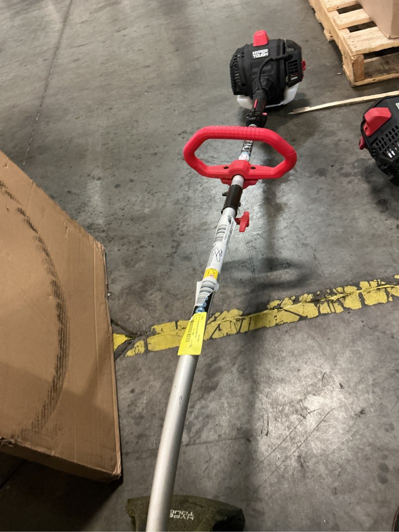 Condition photo showing As Is for hyper tough 17" 26cc 2-cycle gas powered curved shaft string trimmer