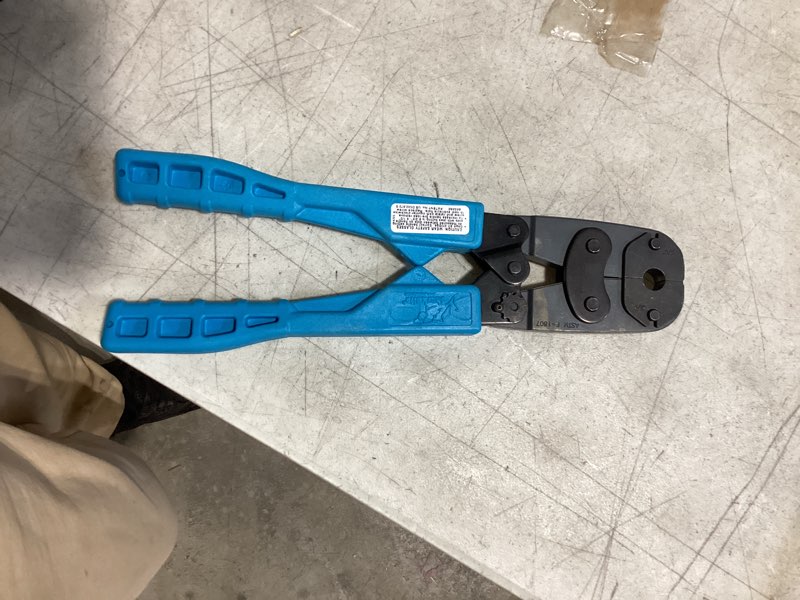 Condition photo showing As Is for iCrimp Ratchet PEX Cinch Tool with Removing Function for 3/8-in, 1/2-in, 3/4-in, 1-in Stainless Steel Clamp, PEX Crimper with 20PCS 1/2-in, 10PCS 3/4-in PEX Clamps and Pipe Cutter- All in One CRP1096 BOX KIT