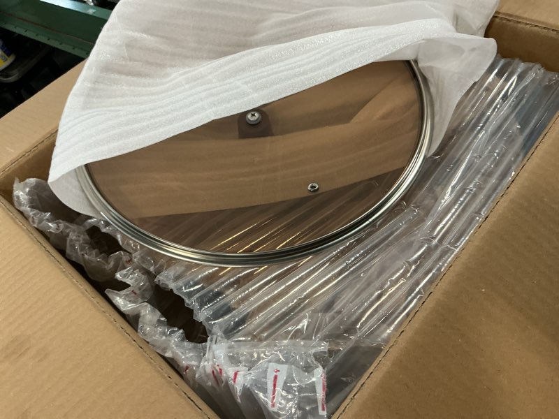 Condition photo showing As Is for HONGJIANG Cast Iron Wok Pan, 13.4" Pre-Seasoned Flat Bottom Wok,Coating-Free Wok Stir Fry Pan With Glass Lid,Compatible Traditional Chinese Wok For Induction, Electric, Gas,Open Fire 13.4 in 1