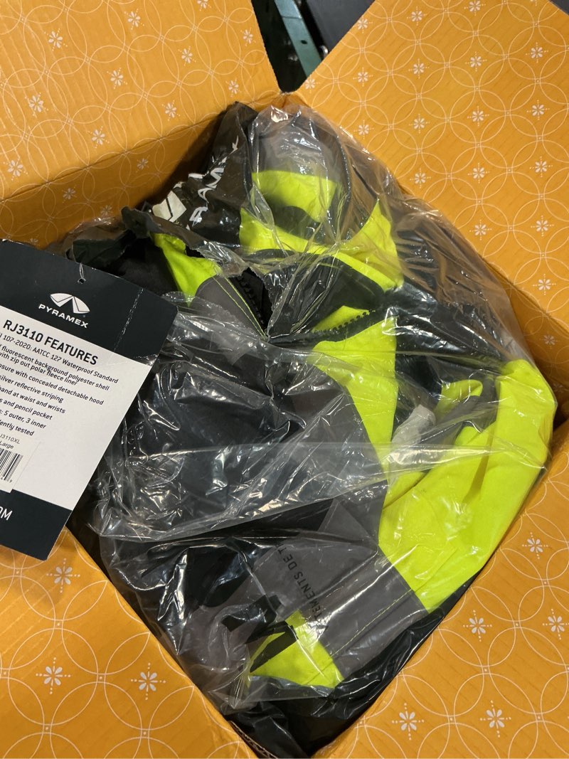 Condition photo showing As Is for RJ3110XL LUMEN-X Hi-Vis Lime Bomber Jacket - Size Extra Large