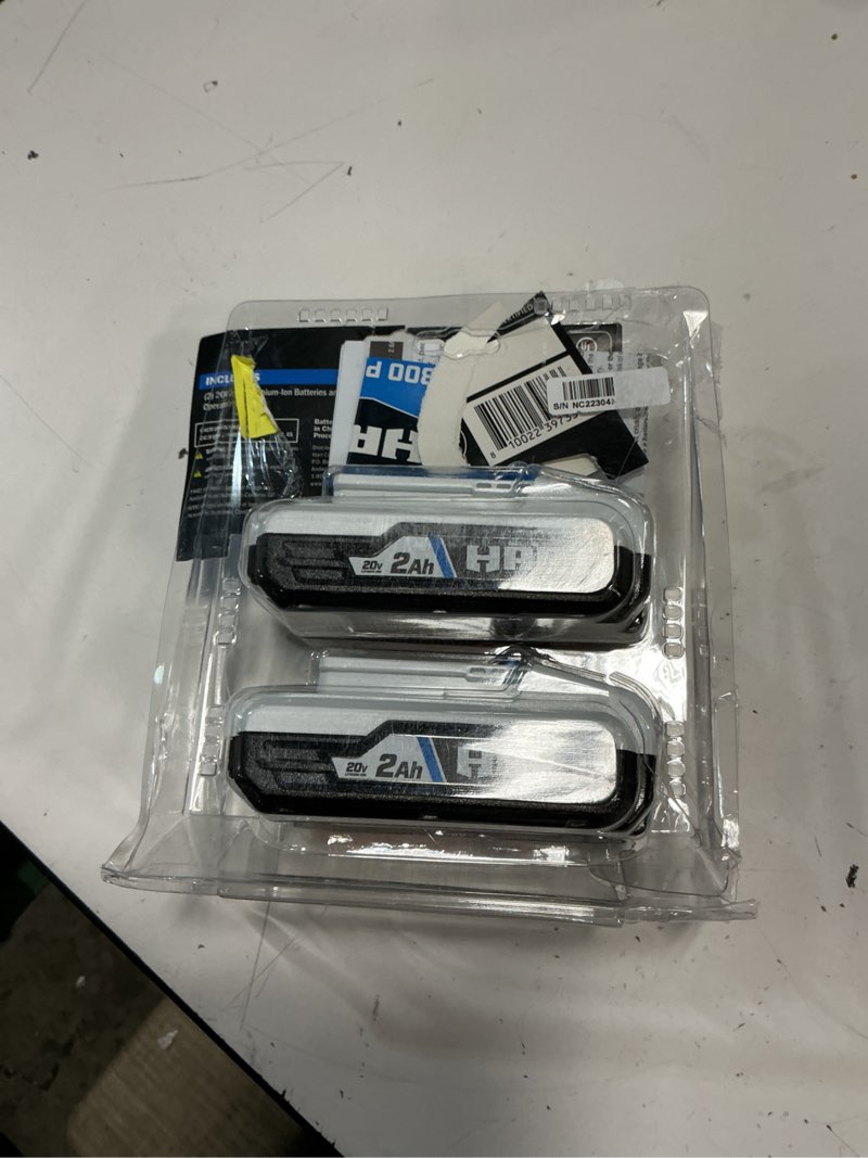 Condition photo showing Good Condition for hart 2-pack 20-volt 2.0ah lithium-ion batteries (charger not included)