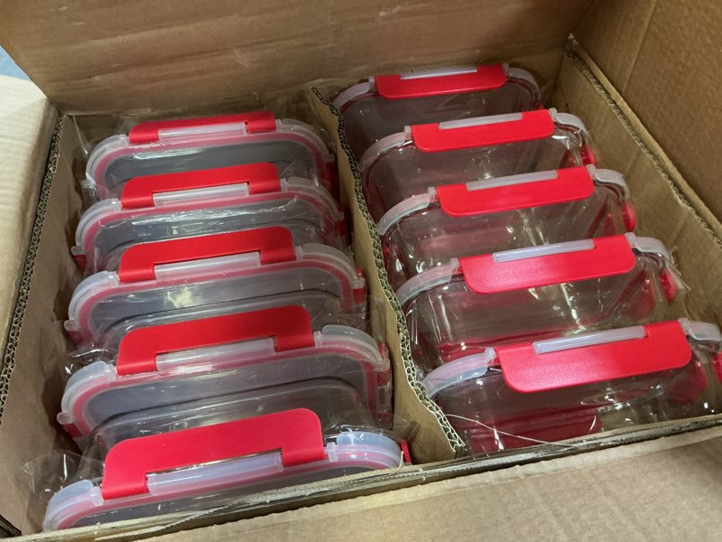 Condition photo showing Good Condition for verones 10 pack 22 oz glass meal prep containers, airtight glass lunch containers set, glass food storage containers with lids,exclusive of bpa, for microwave, oven, freezer & dishwasher friendly,red