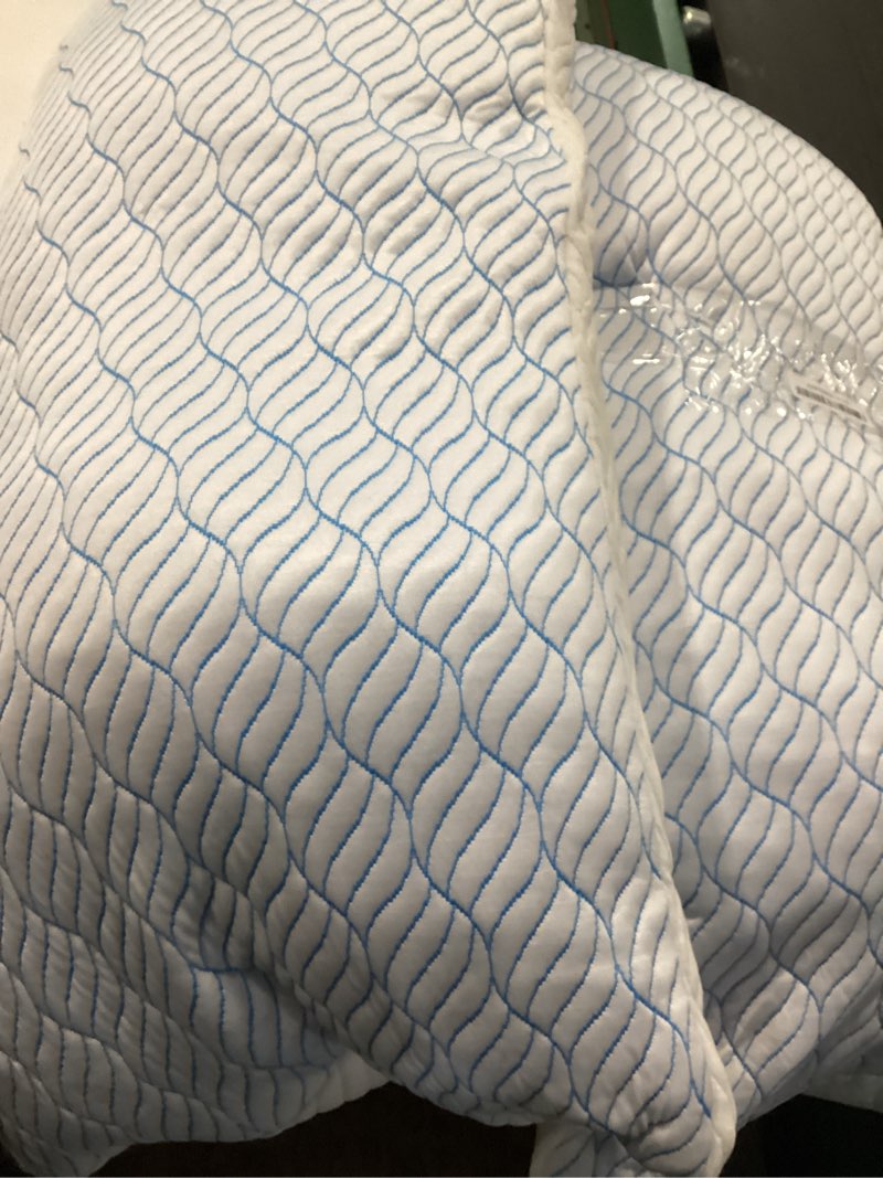 Condition photo showing As Is for Cooling King Size Pillows, Pillow King Size Set of 2 Shredded Memory Foam, Cool Cold for Sleeping with Zipper, Adjustable Firmness to Hot, Side, Back and Stomach Sleepers, 2 Pack, 20x36 Cooling Blue Cover King (Pack of 2)