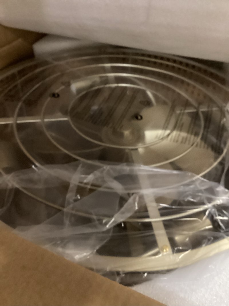 Condition photo showing New/Like New for Boho Caged Ceiling Fan with Light, 20'' Rattan Flush Mount Ceiling Fan with Light and Remote Control for Bedroom Kitchen Living Room Gold Rattan Caged Ceiling Fan with Light