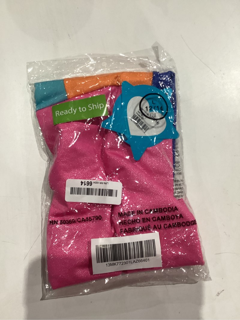 Condition photo showing New/Like New for Jacques Moret Girls' Gymanstics Tank Top Large Pink Blue Orange Colorblock