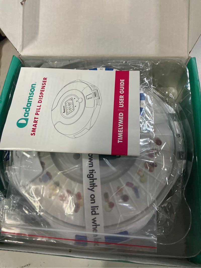 Condition photo showing New/Like New for Adamson TimelyMed Smart Pill Dispenser with Alarm - WiFi App Monitoring - 28-Day Medicine Dispenser for Elderly & Alzheimer's Care - Automatic with Lock Key - New Version