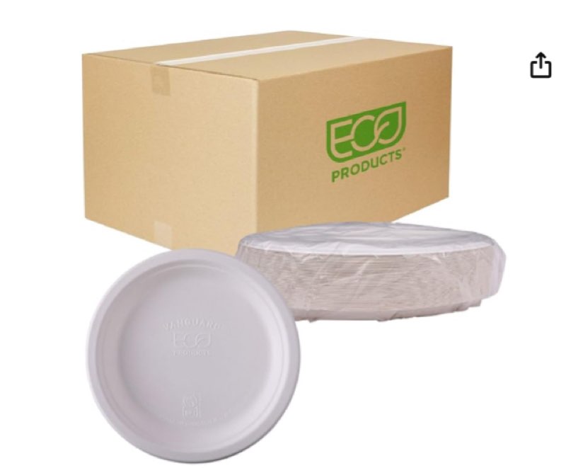  ECO PRODUCTS Compostable Vanguard 10\" Paper Plates, Case of 1000, Disposable White Molded Fiber, Round, Tree-Free, Stronger Than Paper & Styrofoam, No-Added PFAS, ASTM Compliant, BPI-Certified
