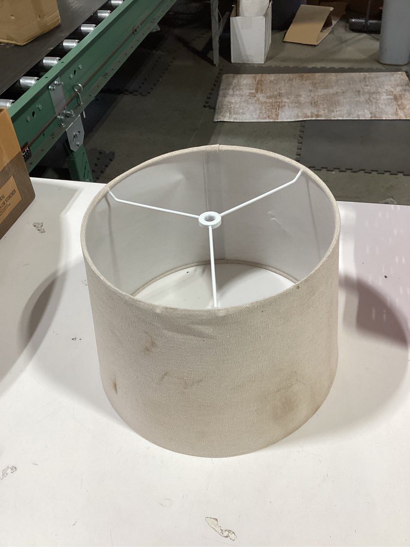 Condition photo showing Good Condition for allen + roth 9-in x 13-in tan fabric drum lamp shade
