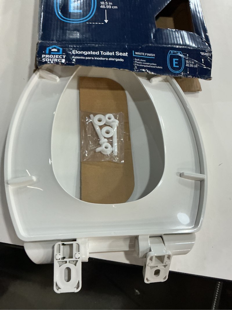 Condition photo showing Good Condition for project source plastic white elongated soft close toilet seat