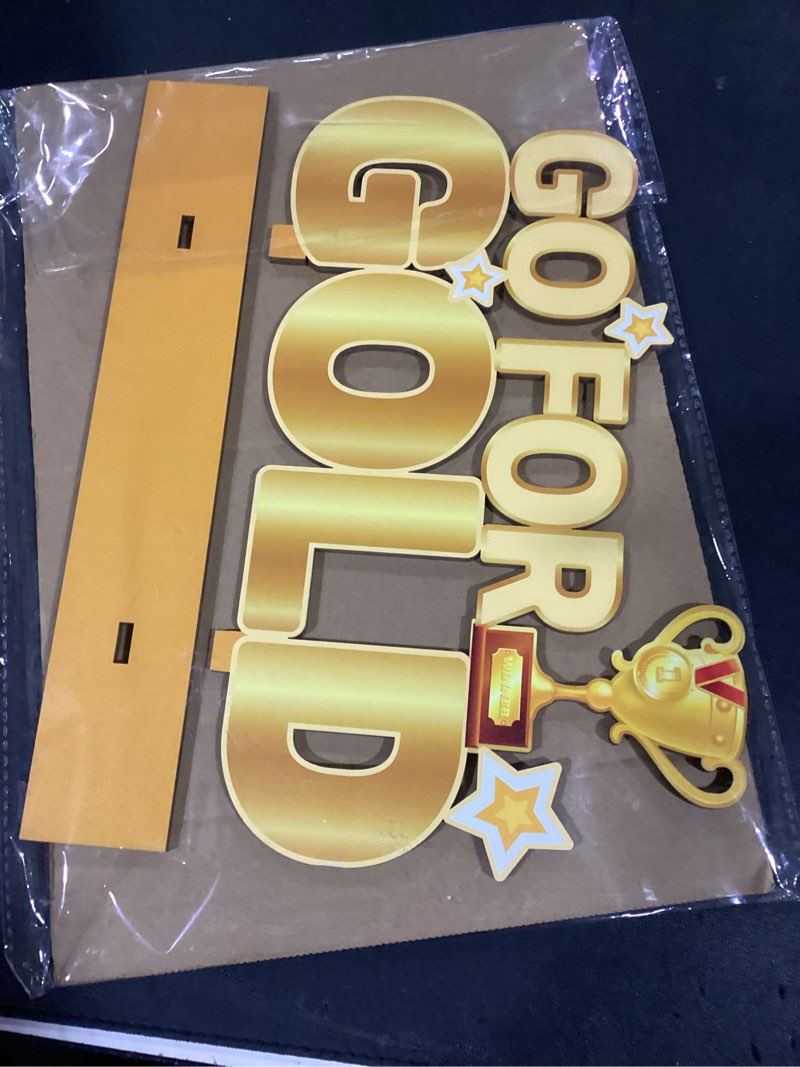 Condition photo showing New/Like New for 2026 winter sport games party decorations go for gold wooden table centerpieces 11.8 x 6.9 inch for any sports themed party decorations supplies