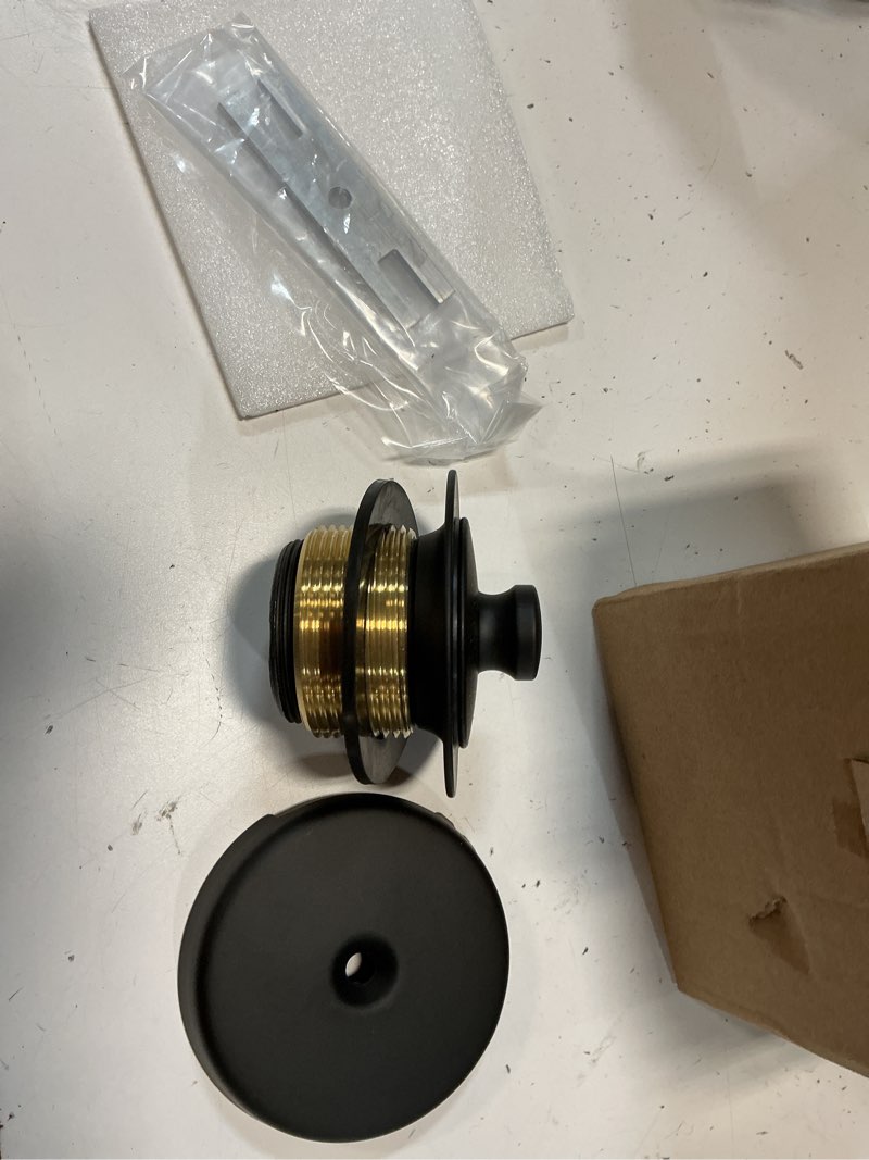 Condition photo showing Good Condition for matte black tub drain and overflow kit with single hole overflow faceplate, welsan universal all metal lift & turn black bathtub drain kit with fine/coarse thread conversion twist trim kit assembly