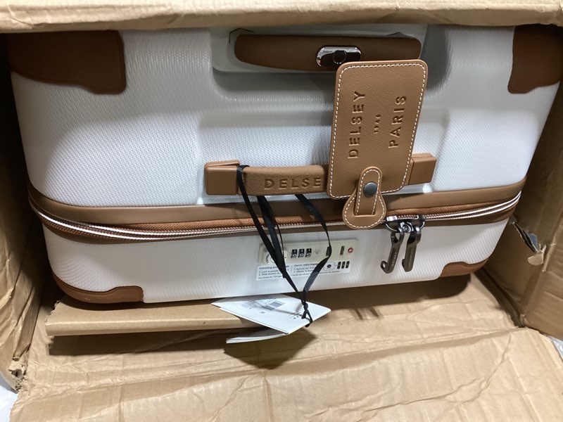 Condition photo showing Good Condition for delsey paris chatelet air 2.0 hardside luggage with spinner wheels, angora, 2 piece set (19/28) angora 2 piece set (19/28)